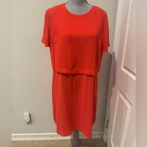 BCBGMaxAzria Coral-Red Layered Short-Sleeve Mini Dress
